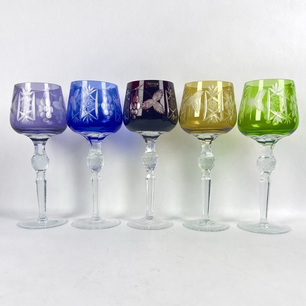 Hortensja Hortensia Cut To Clear Hock Wine Glasses - 8 3/8" - Set of 5